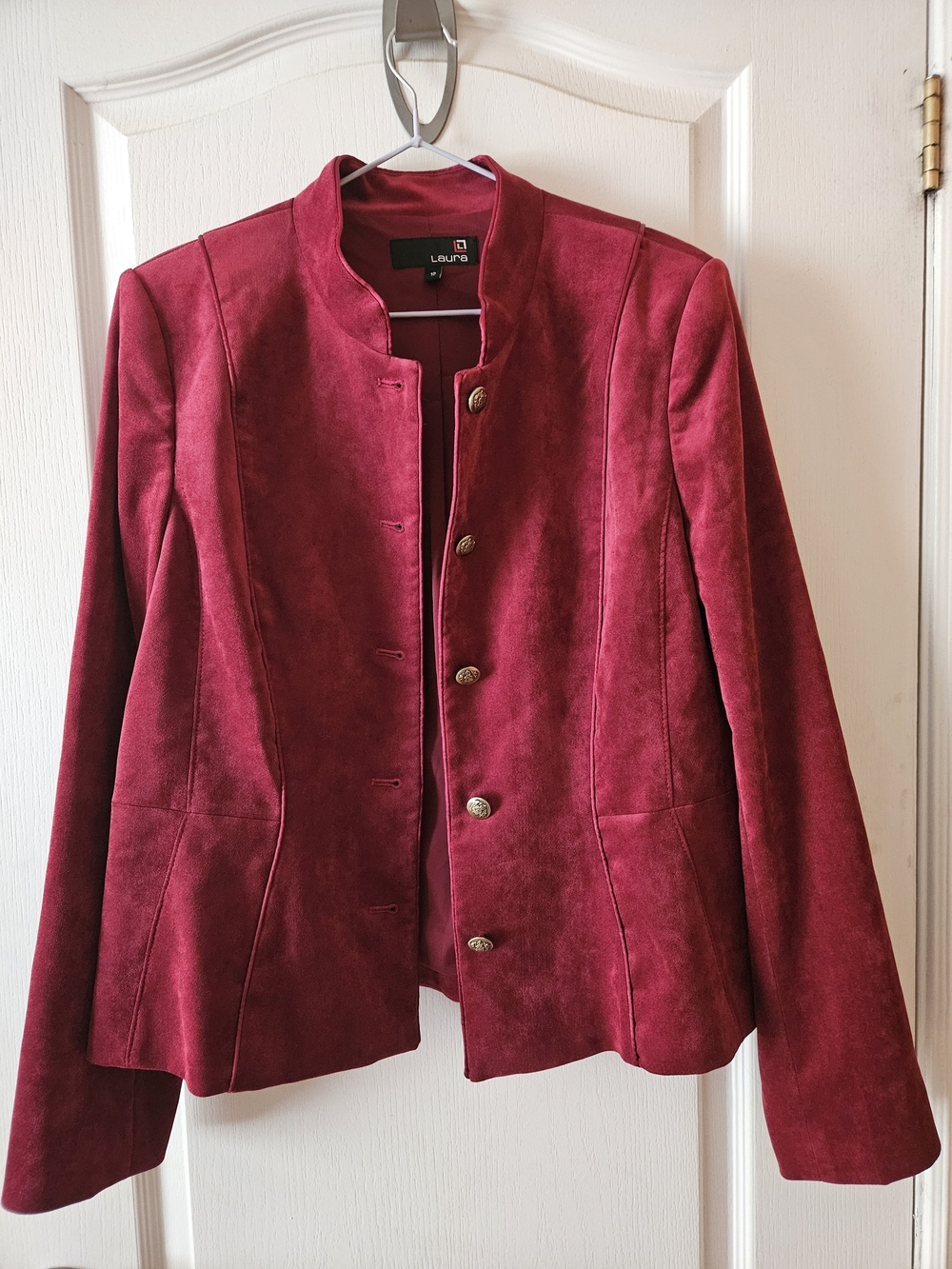 Burgundy Velvet Structured Jacket - Picture 2 of 4